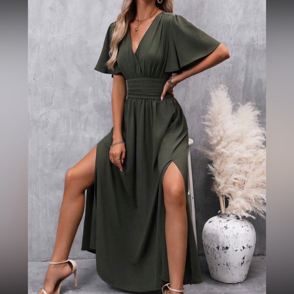Boho butterfly sleeve slit thigh maxi dress - Picture 3 of 14